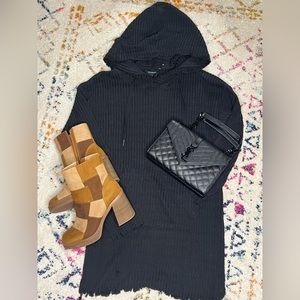 NWT Black Distressed Hooded Dress